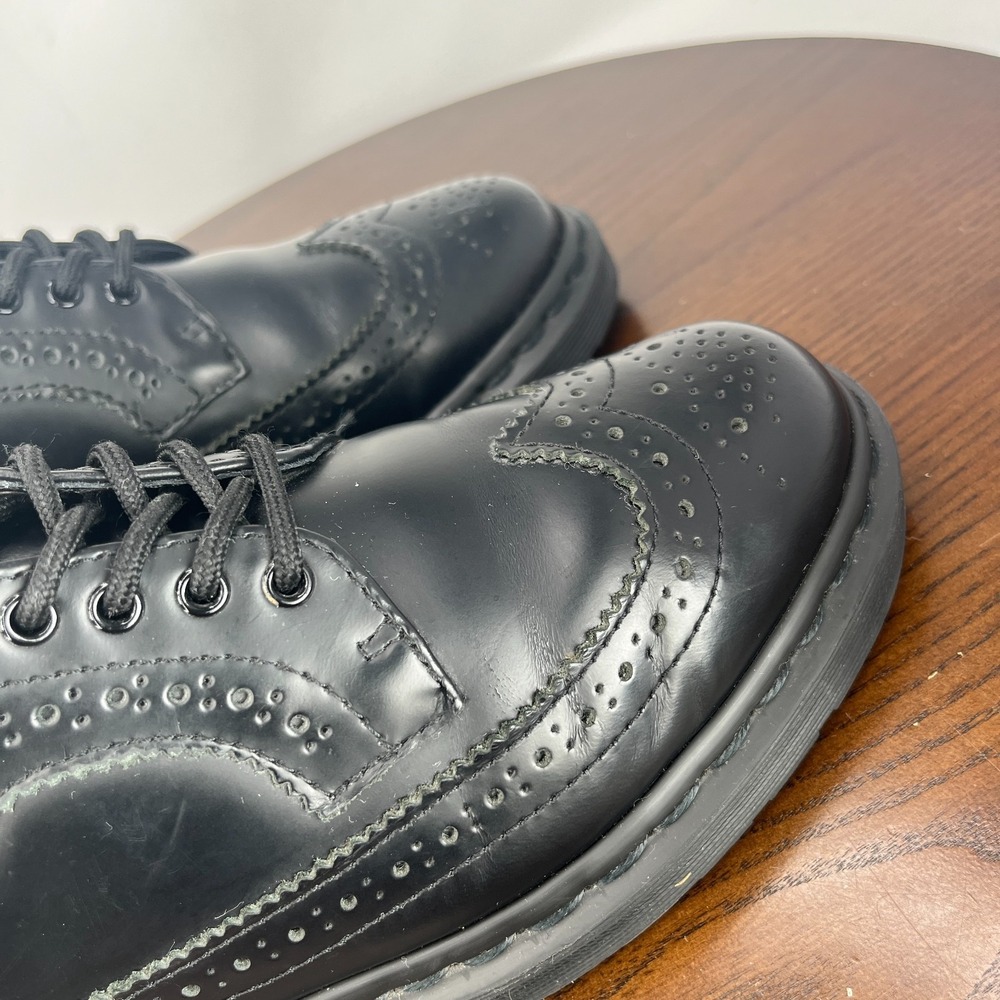 Dr Martens Oxford 3989 Shoes Men 6 Black Leather Smooth Wingtip Brogue Derby W7 - Picture 13 of 16